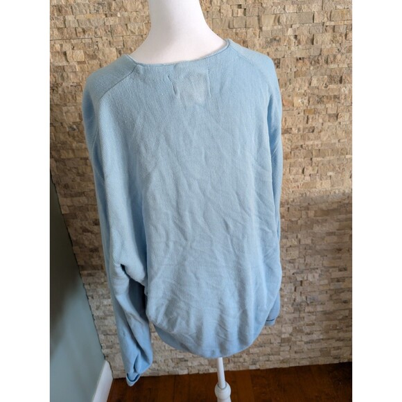 Vintage 80s 90s Unisex Blue Cardigan Sweater XL Made In USA Grandpa Grandmacore - Picture 2 of 10